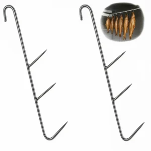 R&auml;ucherhaken Dreifach Edelstahl 20 cm 2,4 mm zum R&auml;uchern von Forellen und Fischen