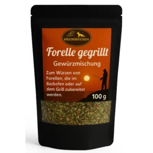 Forelle gegrillt Gewürz im Standbeutel für Grillforelle und Fisch vom Grill