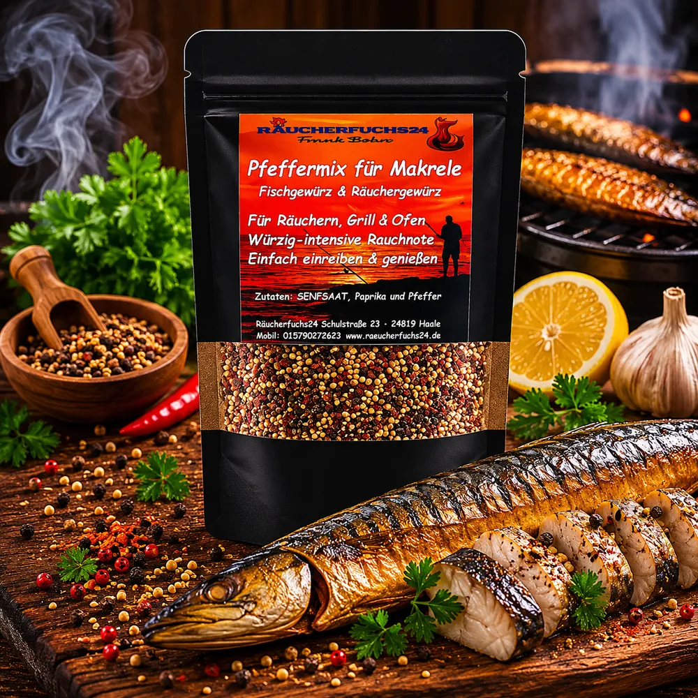 Pfeffermix für Makrele mit geräucherter Makrele – Fischgewürz für Räucherfisch und Grillfisch