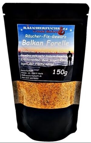Räucher Fix Gewürz Balkan Forelle 150 g – würzige Gewürzmischung zum Räuchern von Forelle