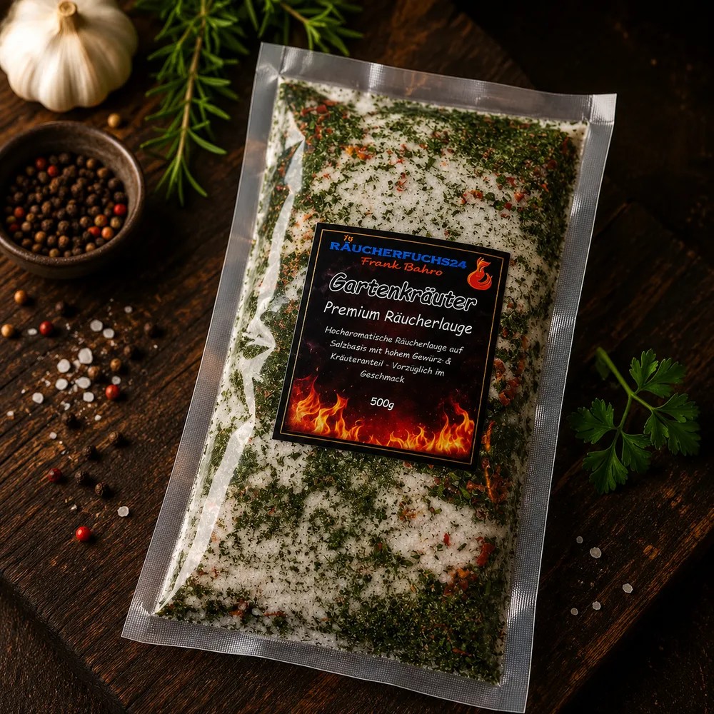 Räucherlauge Gartenkräuter 500g mit Kräutern und Gewürzen von Räucherfuchs24