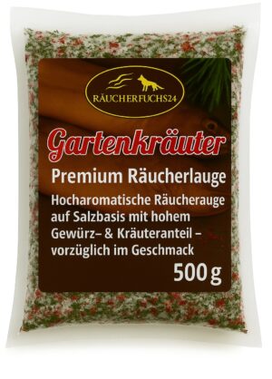 Räucherlauge/Lake Gartenkräuter für Fisch. Aromatische Räucherlauge zum Einlegen vor dem Räuchern mit mild-würzigem Kräuteraroma, 500 g.