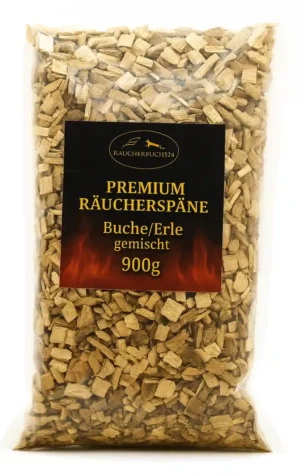 Räucherspäne aus Erle 3–5 mm, 900 g – Räucherchips für Fisch, Fleisch und Geflügel