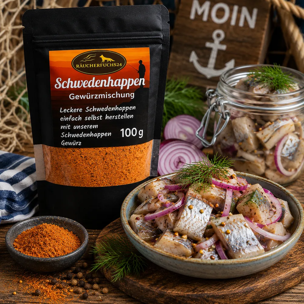 Schwedenhappen Gewürzmischung für Heringshappen mit Zwiebeln und Dill