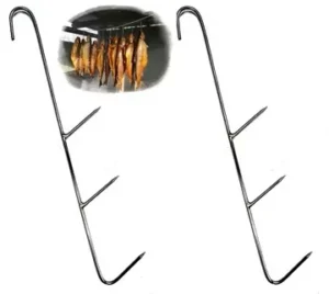 R&auml;ucherhaken Dreifach aus Edelstahl (FV), 20 cm L&auml;nge, 2,4 mm Drahtst&auml;rke &ndash; 10 St&uuml;ck