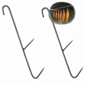 Räucherhaken Doppelspitz aus Edelstahl 25 cm Ø 2,4 mm – 10 Stück für Fisch und Fleisch