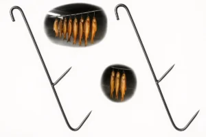 Räucherhaken Aal Doppelspitz aus Edelstahl, 16 cm lang, Ø 2,0 mm, 10 Stück – stabiler Räucherhaken für Aal und Fisch