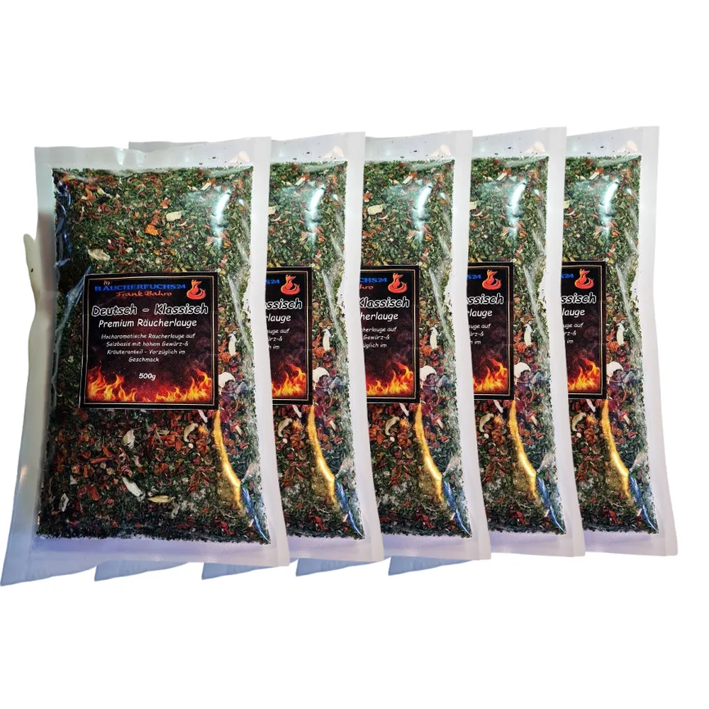 Räucherlauge Deutsch Klassisch 5er Set Gewürzmischung für traditionelle Räucherlake zum Forelle und Fisch räuchern