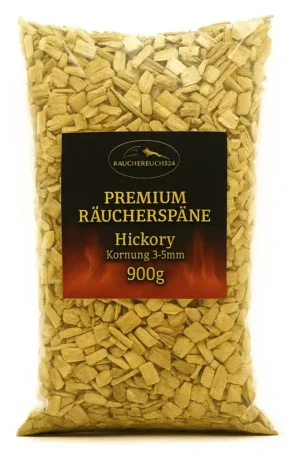 Räucherspäne aus Hickory 3–5 mm, 900 g – Räucherchips für Fleisch, Fisch und Geflügel
