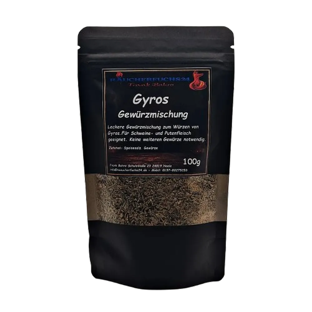 Gyros-Gewürzmischung zum Räuchern und Würzen von Fleisch – aromatische Gewürzmischung im Standbodenbeutel von Räucherfuchs24