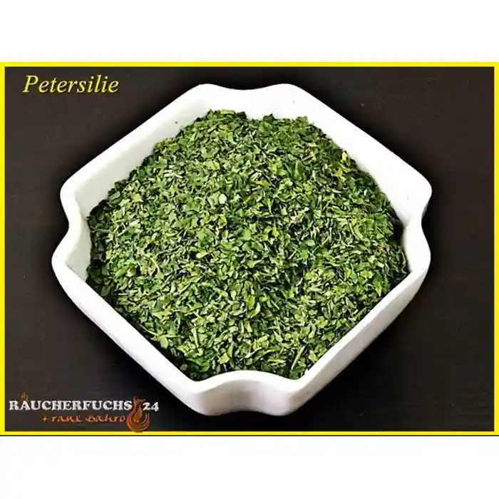 Petersilie gerebelt 50 g – getrocknete grüne Petersilienblätter in weißer Schale