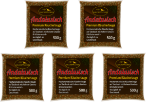 Räucherlauge/Lake Andalusisch 5×500 g – mediterrane Räucherlauge für Fisch und Fleisch