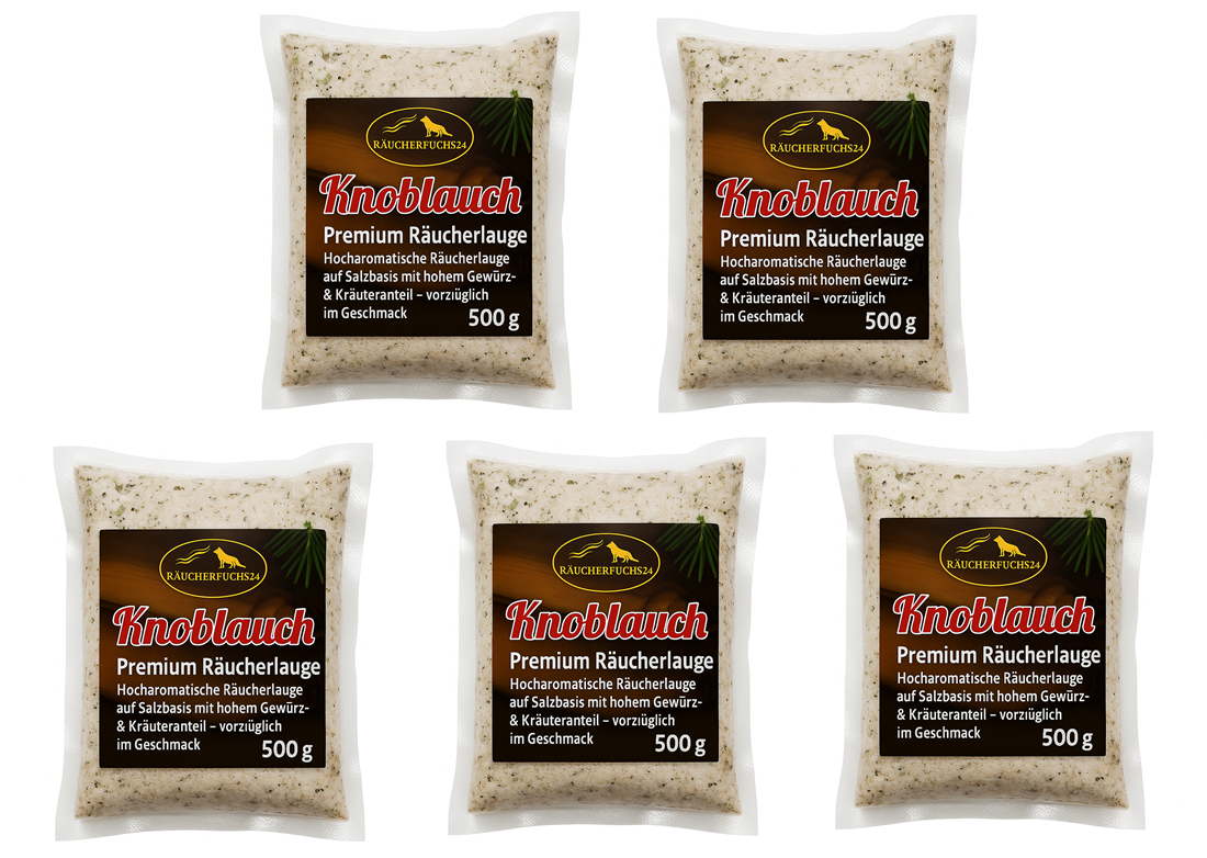 Räucherlauge Knoblauch 5×500 g – aromatische Räucherlake mit intensivem Knoblauchgeschmack zum Räuchern