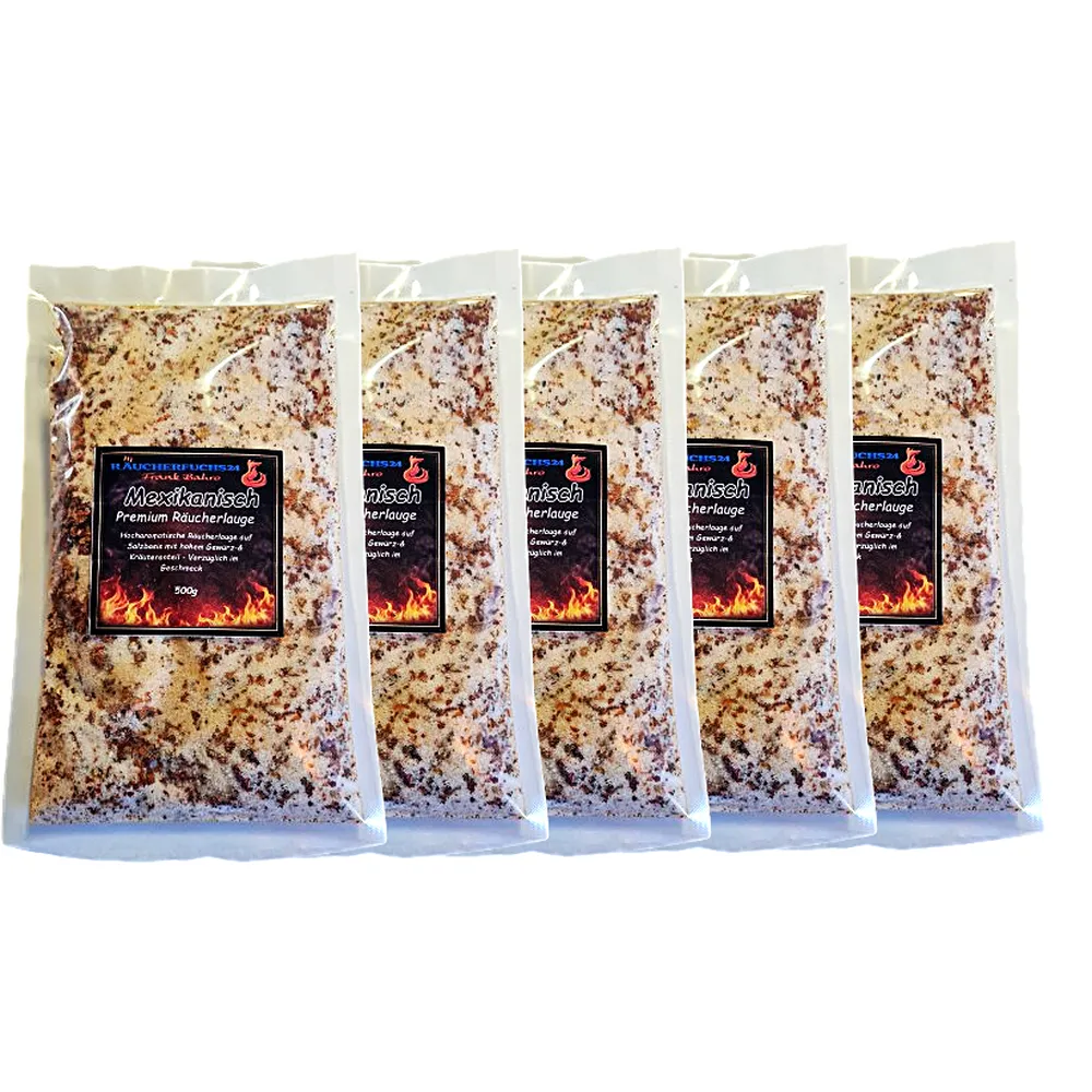 Räucherlauge Mexikanisch 5x500g – würzige Salzlake Set zum Forelle und Fisch räuchern