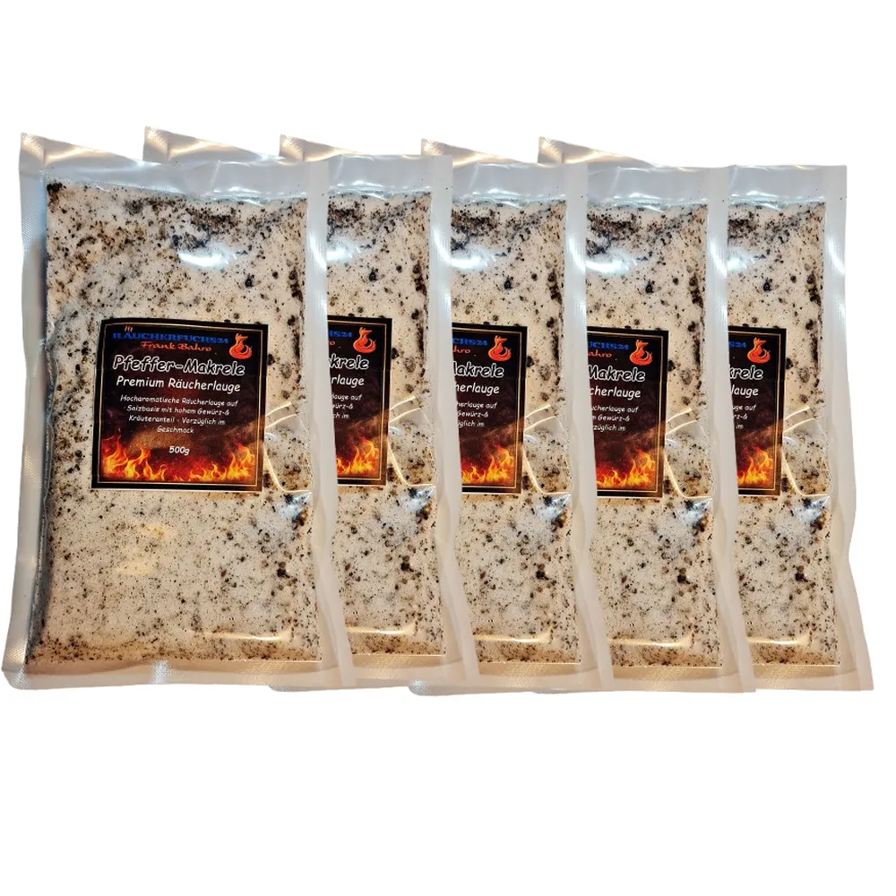 Räucherlauge Pfeffer Makrele 5x500g – Gewürzlake zum Einlegen und Räuchern von Makrelen