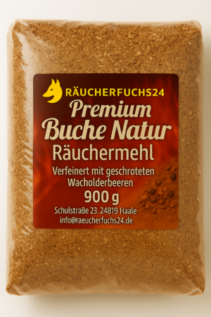 Räuchermehl Buche mit Wacholder geschrotet 900g – aromatisches Räuchermehl zum Kalträuchern und Heißräuchern von Fisch und Fleisch