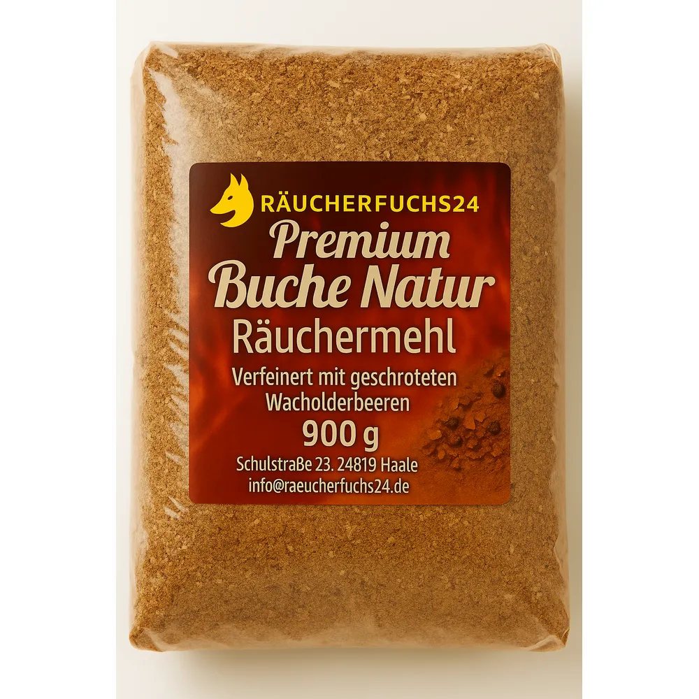 „Räuchermehl Buche mit Wacholder geschrotet 900 g für Fisch und Fleisch räuchern“