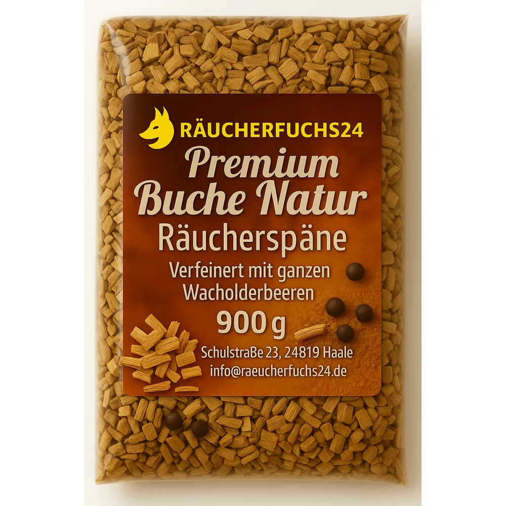 „Räucherspäne Buche mit Wacholder 900 g für Fisch und Fleisch räuchern“