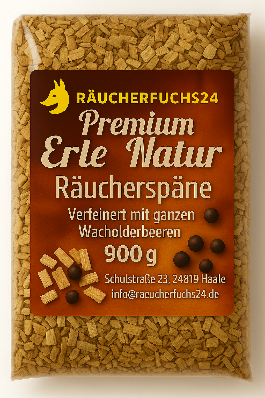 Räucherspäne Chips Erle grob mit Wacholder ganz – 900 g Räucherchips zum Räuchern von Fisch, Fleisch und Käse