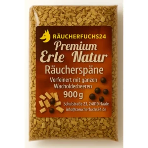 „Räucherspäne Erle mit Wacholder 900 g für Fisch und Fleisch räuchern“