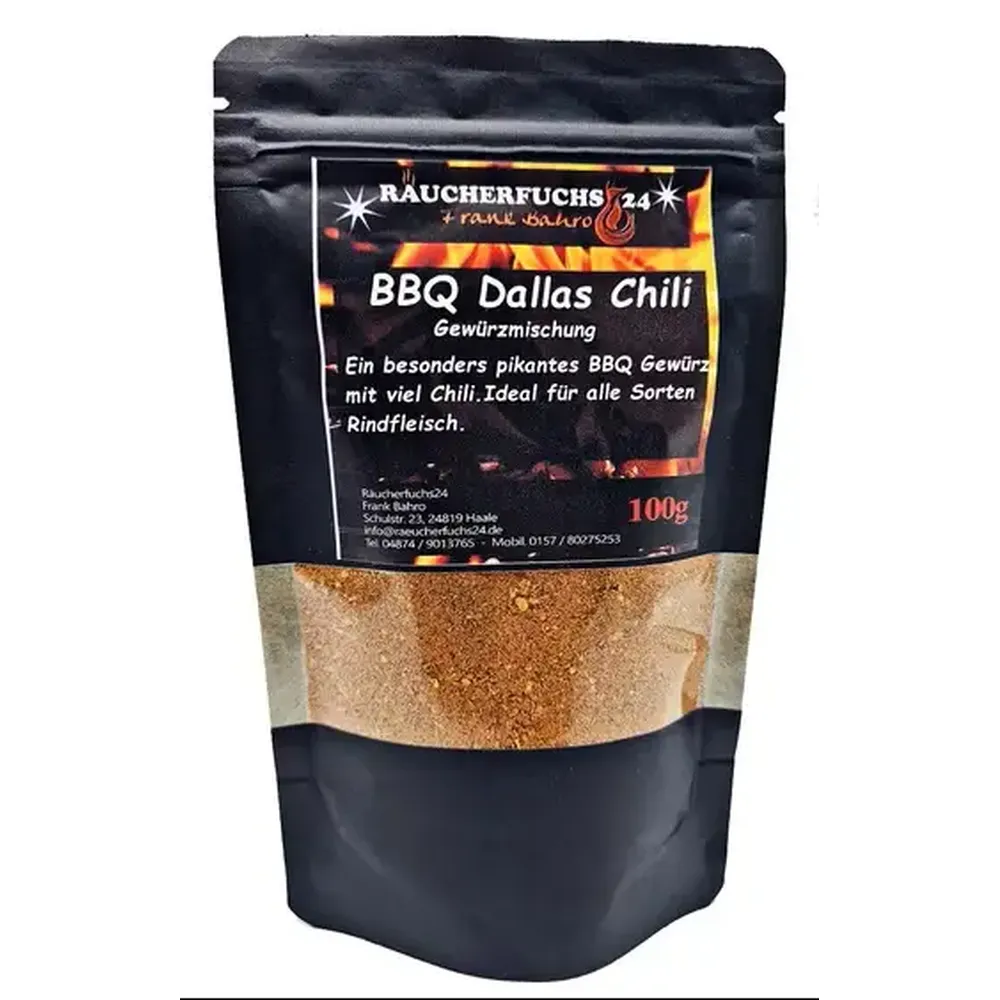 BBQ Dallas Chili Gewürz von Räucherfuchs24 für Grillfleisch, Pulled Pork und Ribs