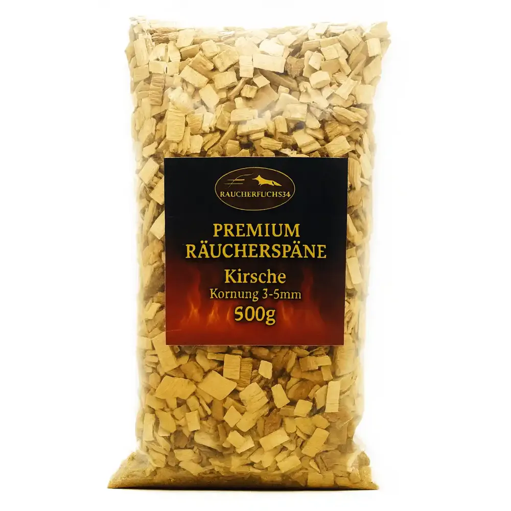 Räucherspäne Kirsche 3–5 mm 500 g für Räucherofen Smoker und Grill