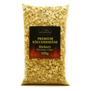 Räucherspäne Hickory 3–5 mm 500 g für Räucherofen Smoker und Grill