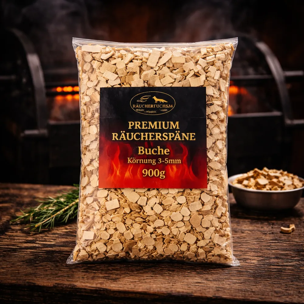 Räucherspäne Buche und Räuchermehl Hickory – Räucherfuchs24 im Räucherofen mit Schinken