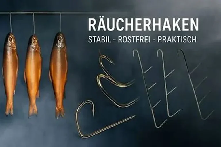 „Robuste Räucherhaken aus rostfreiem Edelstahl für Fisch und Fleisch – ideal zum Räuchern von Forellen und großen Fleischstücken.“