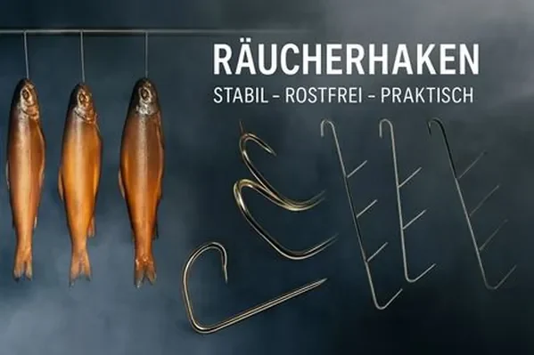 „Robuste Räucherhaken aus rostfreiem Edelstahl für Fisch und Fleisch – ideal zum Räuchern von Forellen und großen Fleischstücken.“